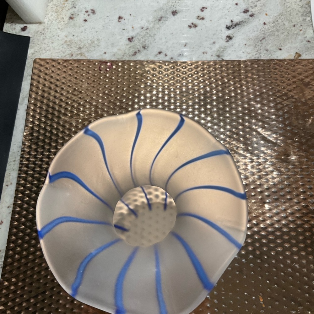 Chic Frosted Vase with Blue Accents - Picture 3 of 3